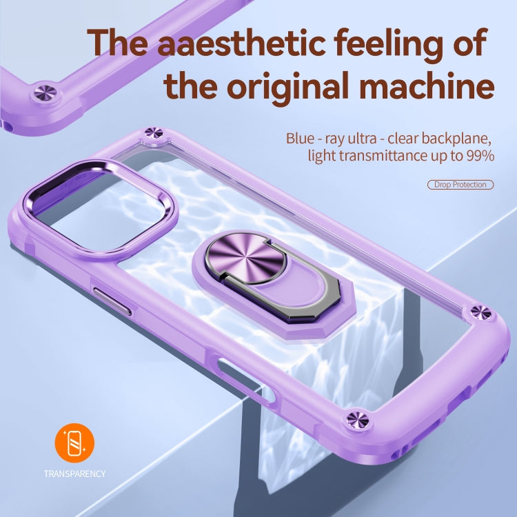 For iPhone 16 Pro TPU + PC Lens Protection Phone Case with Ring Holder(Purple) - iPhone 16 Pro Cases by buy2fix | Online Shopping UK | buy2fix