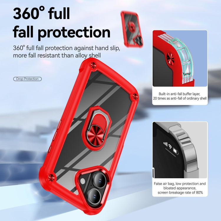 For iPhone 16 Plus TPU + PC Lens Protection Phone Case with Ring Holder(Red) - iPhone 16 Plus Cases by buy2fix | Online Shopping UK | buy2fix