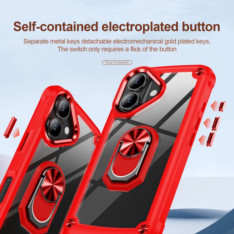 For iPhone 16 Plus TPU + PC Lens Protection Phone Case with Ring Holder(Red) - iPhone 16 Plus Cases by buy2fix | Online Shopping UK | buy2fix