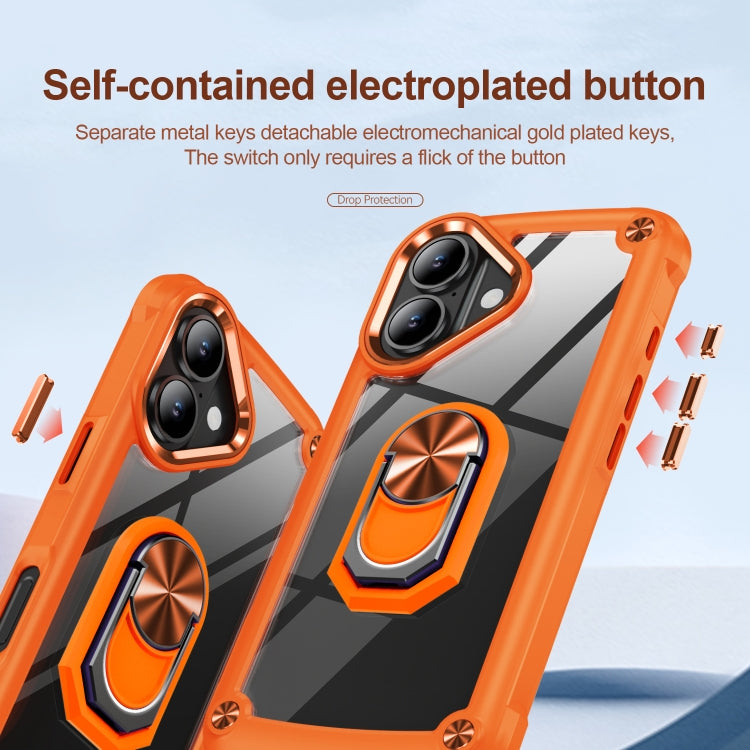 For iPhone 16 Plus TPU + PC Lens Protection Phone Case with Ring Holder(Orange) - iPhone 16 Plus Cases by buy2fix | Online Shopping UK | buy2fix