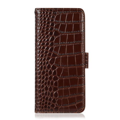 For iPhone 16 Pro Crocodile Top Layer Cowhide Leather Phone Case(Brown) - iPhone 16 Pro Cases by buy2fix | Online Shopping UK | buy2fix