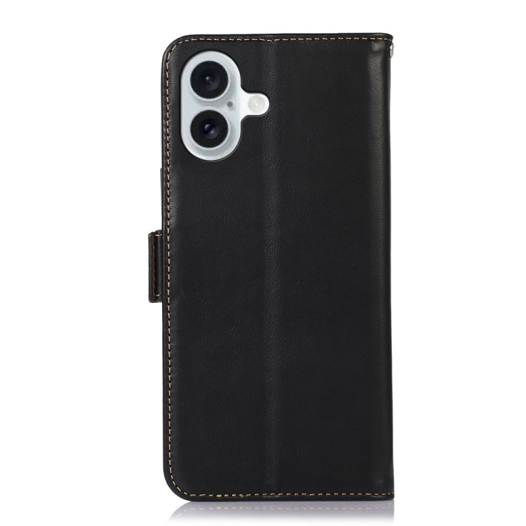 For iPhone 16 Crazy Horse Top Layer Cowhide Leather Phone Case(Black) - iPhone 16 Cases by buy2fix | Online Shopping UK | buy2fix