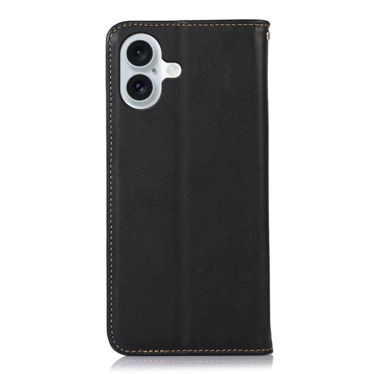 For iPhone 16 Plus KHAZNEH Nappa Top Layer Cowhide Leather Phone Case(Black) - iPhone 16 Plus Cases by buy2fix | Online Shopping UK | buy2fix