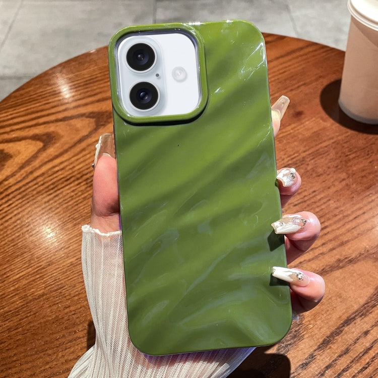 For iPhone 16 Solid Color Wave Texture TPU Phone Case(Green) - iPhone 16 Cases by buy2fix | Online Shopping UK | buy2fix