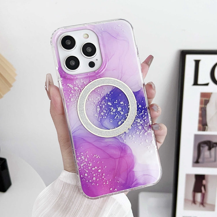 For iPhone 14 Pro Max Dual-side IMD Marble Magsafe Phone Case(Smudged Purple) - iPhone 14 Pro Max Cases by buy2fix | Online Shopping UK | buy2fix