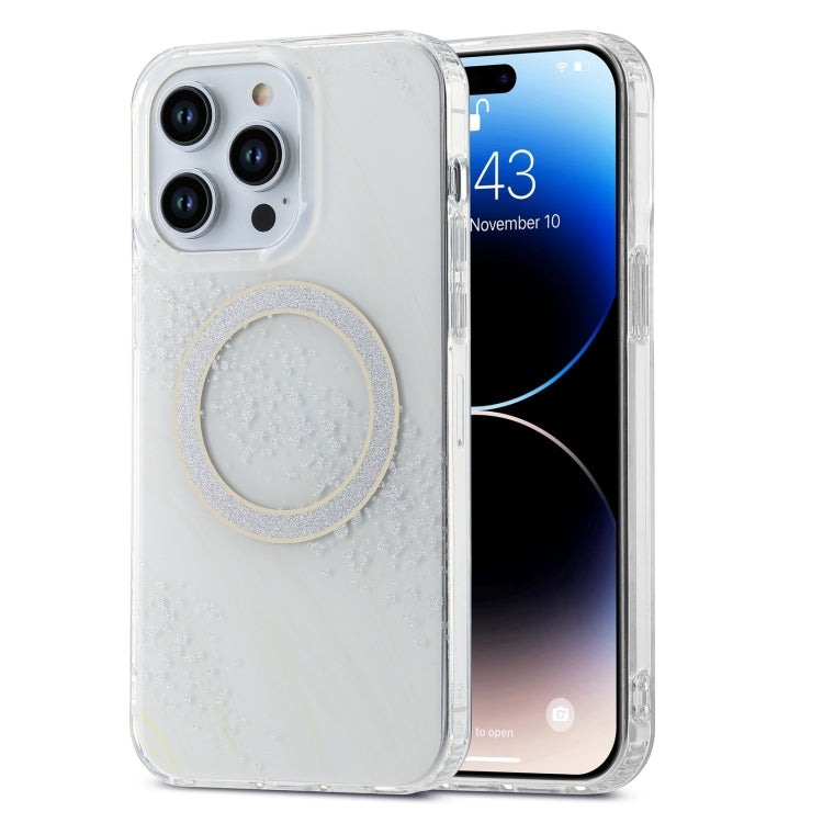 For iPhone 15 Pro Dual-side IMD Marble Magsafe Phone Case(White) - iPhone 15 Pro Cases by buy2fix | Online Shopping UK | buy2fix