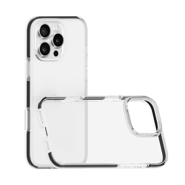 For iPhone 16 Pro Two-color Shockproof High Transparency TPU Phone Case(Black) - iPhone 16 Pro Cases by buy2fix | Online Shopping UK | buy2fix