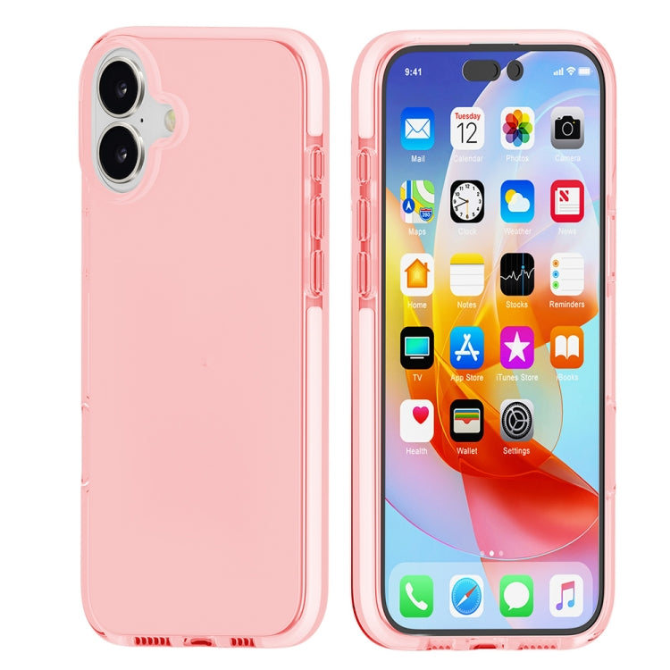 For iPhone 16 Two-color Shockproof High Transparency TPU Phone Case(Pink) - iPhone 16 Cases by buy2fix | Online Shopping UK | buy2fix