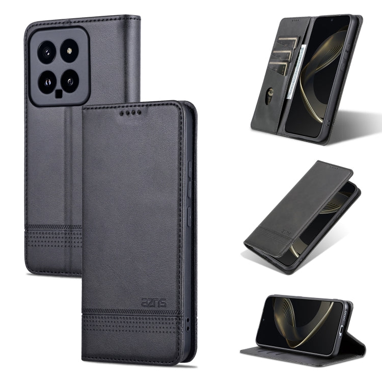 For Xiaomi 14 AZNS Magnetic Calf Texture Flip Leather Phone Case(Black) - 14 Cases by AZNS | Online Shopping UK | buy2fix