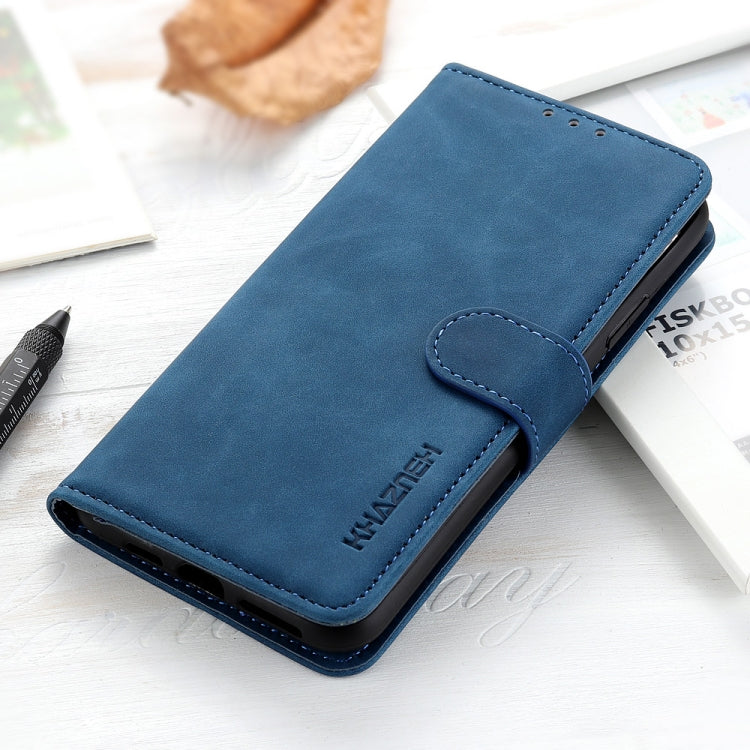 For iPhone 16 KHAZNEH Retro Texture Leather Phone Case(Blue) - iPhone 16 Cases by buy2fix | Online Shopping UK | buy2fix