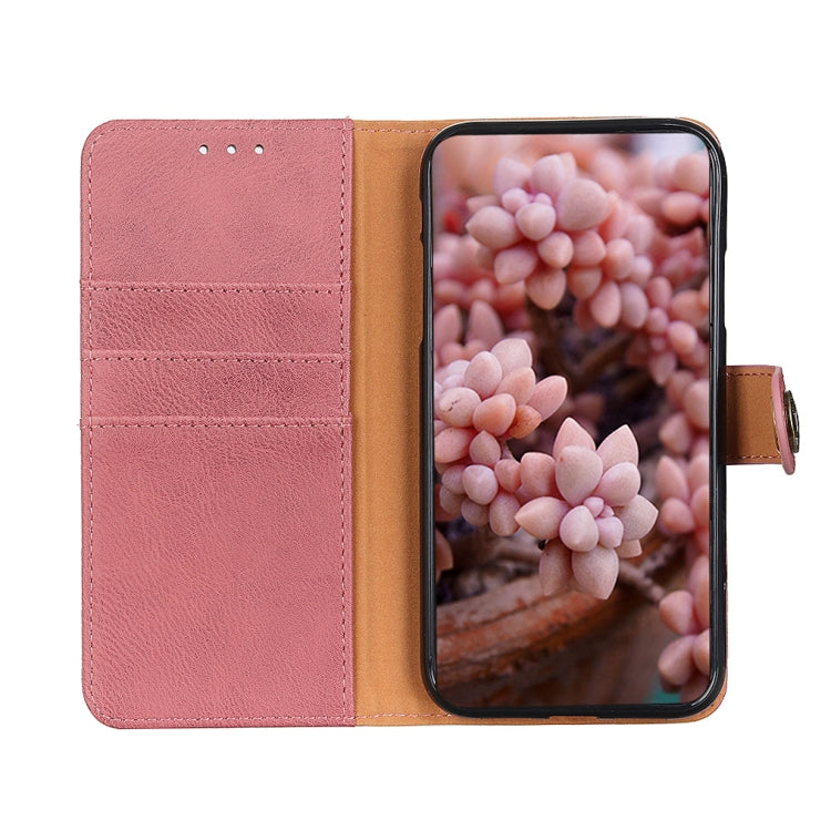 For iPhone SE 2024 KHAZNEH Cowhide Texture Horizontal Flip Leather Phone Case(Pink) - More iPhone Cases by buy2fix | Online Shopping UK | buy2fix