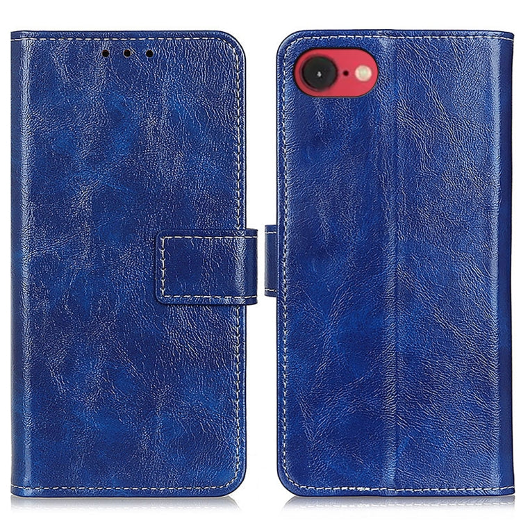 For iPhone SE 2024 Retro Crazy Horse Texture Horizontal Flip Leather Phone Case(Blue) - More iPhone Cases by buy2fix | Online Shopping UK | buy2fix