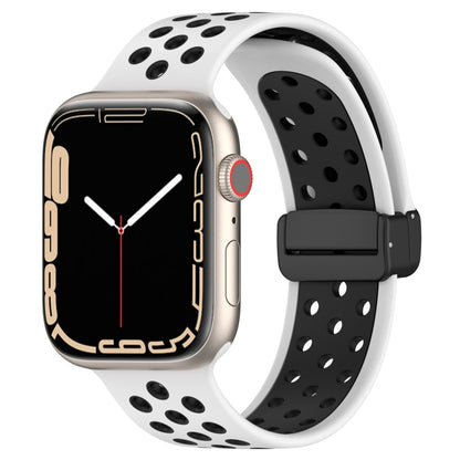 For Apple Watch 5 40mm Magnetic Buckle Silicone Watch Band(White Black) - Watch Bands by buy2fix | Online Shopping UK | buy2fix