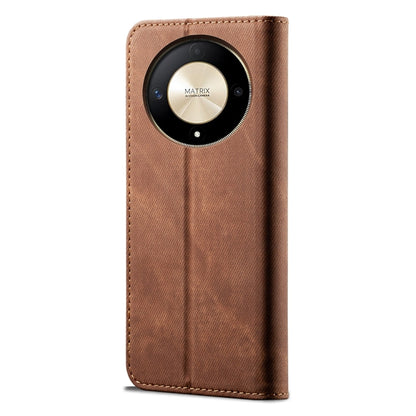 For Honor Magic6 Lite / X9b 5G Denim Texture Flip Leather Phone Case(Brown) - Honor Cases by buy2fix | Online Shopping UK | buy2fix