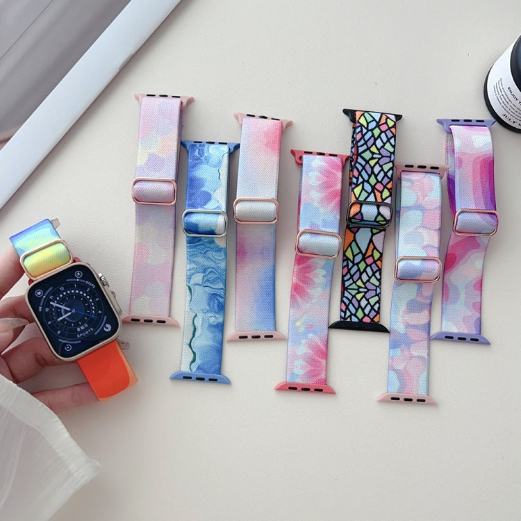 For Apple Watch Ultra 49mm Painted Pattern Nylon Replacement Watch Band(Liquid Colorful) - Watch Bands by buy2fix | Online Shopping UK | buy2fix