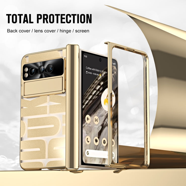 For Google Pixel Fold Integrated Electroplating Folding Phone Case with Hinge(Gold) - Google Cases by buy2fix | Online Shopping UK | buy2fix