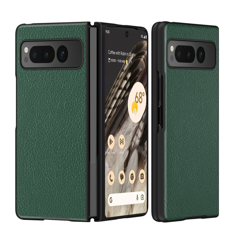 For Google Pixel Fold Litchi Pattern Foldable Protective Case(Green) - Google Cases by buy2fix | Online Shopping UK | buy2fix