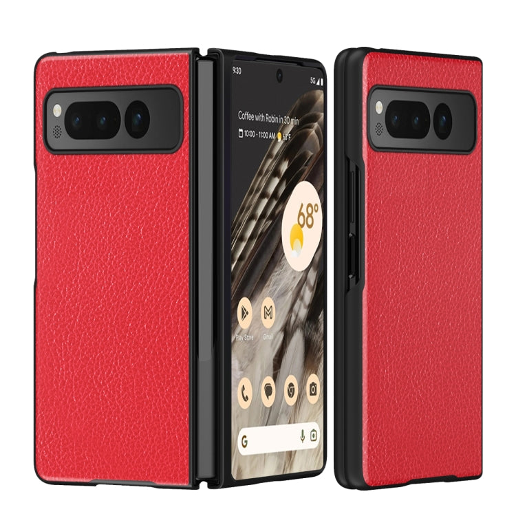 For Google Pixel Fold Litchi Pattern Foldable Protective Case(Red) - Google Cases by buy2fix | Online Shopping UK | buy2fix