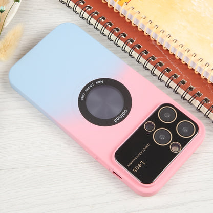 For iPhone 15 Pro Max Gradient Silicone Shockproof Magsafe Phone Case with Lens Film(Pink Blue) - iPhone 15 Pro Max Cases by buy2fix | Online Shopping UK | buy2fix