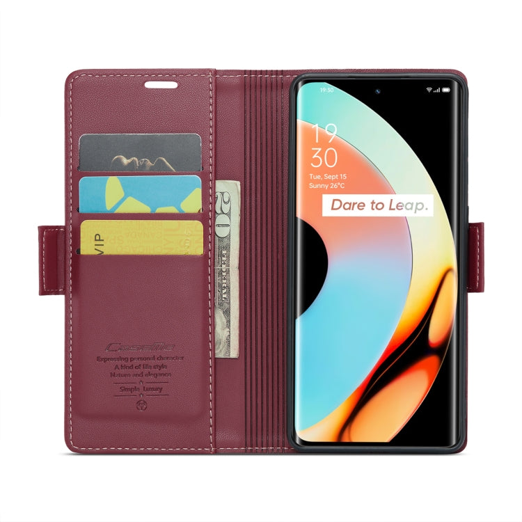 For Realme 10 Pro+ CaseMe 023 Butterfly Buckle Litchi Texture RFID Anti-theft Leather Phone Case(Wine Red) - Realme Cases by CaseMe | Online Shopping UK | buy2fix