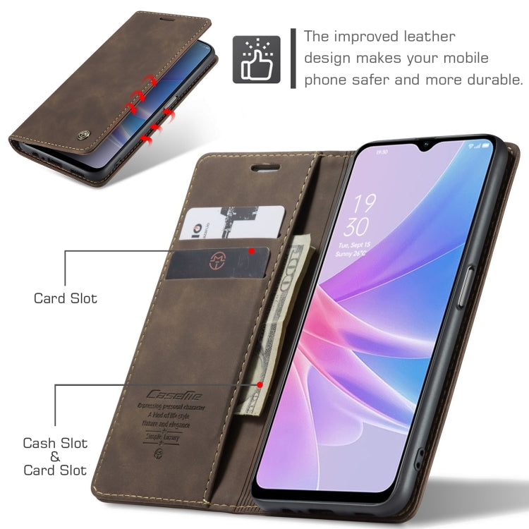 For OPPO A58 5G / A58X 5G CaseMe 013 Multifunctional Horizontal Flip Leather Phone Case(Coffee) - OPPO Cases by CaseMe | Online Shopping UK | buy2fix