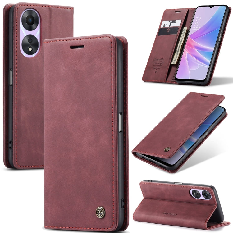 For OPPO A58 5G / A58X 5G CaseMe 013 Multifunctional Horizontal Flip Leather Phone Case(Wine Red) - OPPO Cases by CaseMe | Online Shopping UK | buy2fix