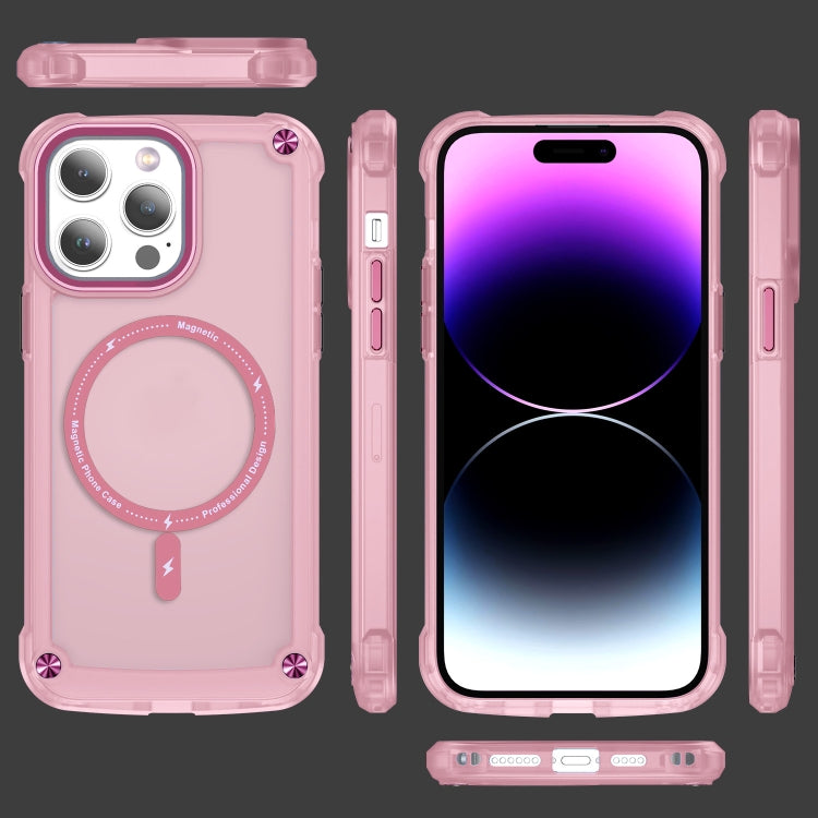 For iPhone 15 Pro Skin Feel TPU + PC MagSafe Magnetic Phone Case(Transparent Pink) - iPhone 15 Pro Cases by buy2fix | Online Shopping UK | buy2fix