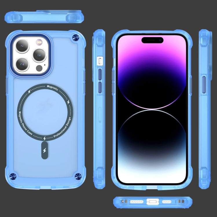 For iPhone 16 Pro Max Skin Feel TPU + PC MagSafe Magnetic Phone Case(Transparent Blue) - iPhone 16 Pro Max Cases by buy2fix | Online Shopping UK | buy2fix