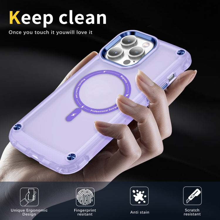 For iPhone 16 Pro Max Skin Feel TPU + PC MagSafe Magnetic Phone Case(Transparent Purple) - iPhone 16 Pro Max Cases by buy2fix | Online Shopping UK | buy2fix