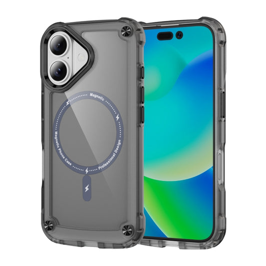 For iPhone 16 Plus Skin Feel TPU + PC MagSafe Magnetic Phone Case(Transparent Black) - iPhone 16 Plus Cases by buy2fix | Online Shopping UK | buy2fix