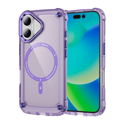 For iPhone 16 Skin Feel TPU + PC MagSafe Magnetic Phone Case(Transparent Purple) - iPhone 16 Cases by buy2fix | Online Shopping UK | buy2fix