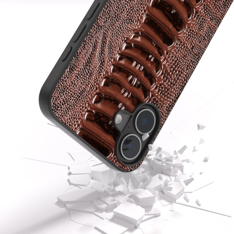 For iPhone 16 ABEEL Genuine Leather Weilai Series Phone Case(Coffee) - iPhone 16 Cases by buy2fix | Online Shopping UK | buy2fix