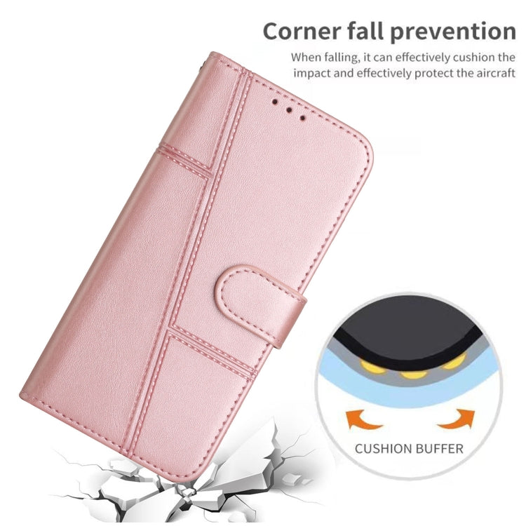 For Xiaomi Redmi K70 / K70 Pro Stitching Calf Texture Buckle Leather Phone Case(Rose Gold) - K70 Pro Cases by buy2fix | Online Shopping UK | buy2fix