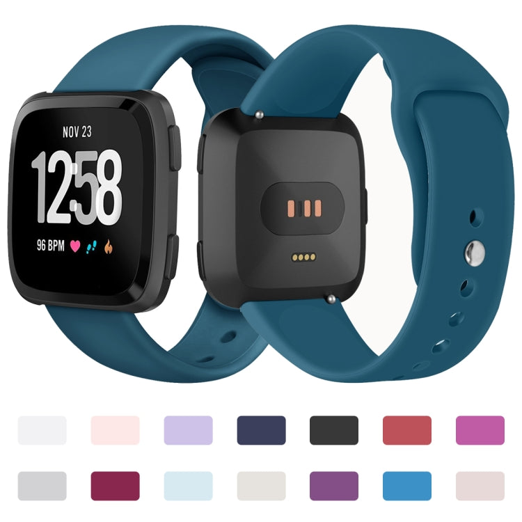 For Fitbit Versa 2 / Fitbit Versa / Fitbit Versa Lite Solid Color Silicone Watch Band, Size:L(Rock cyan) - Watch Bands by buy2fix | Online Shopping UK | buy2fix