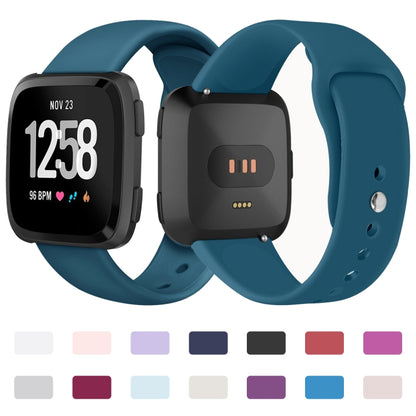 For Fitbit Versa 2 / Fitbit Versa / Fitbit Versa Lite Solid Color Silicone Watch Band, Size:L(Navy) - Watch Bands by buy2fix | Online Shopping UK | buy2fix