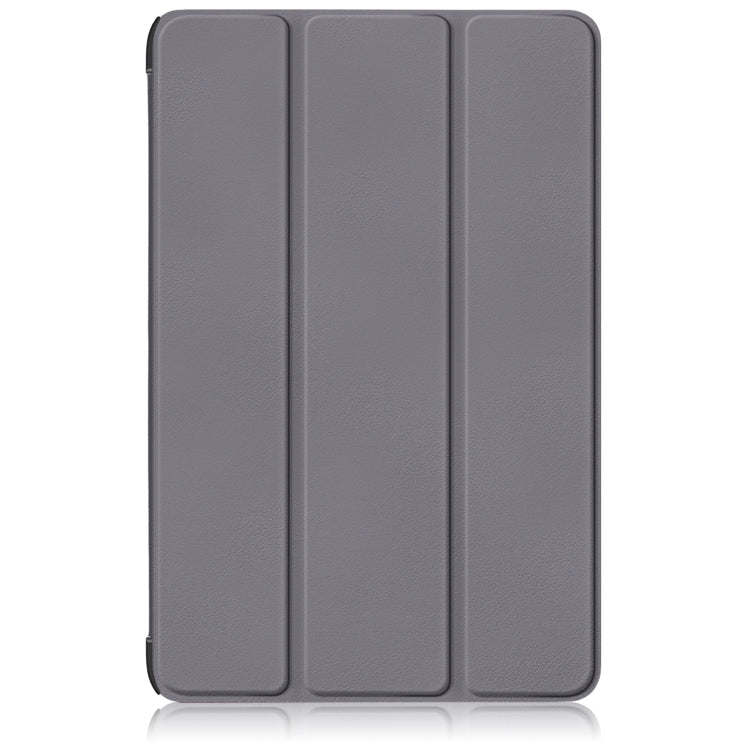 For Samsung Galaxy Tab S9+ Custer Pure Color 3-Fold Holder Smart Leather Tablet Case(Grey) - Galaxy Tab S9+ Cases by buy2fix | Online Shopping UK | buy2fix