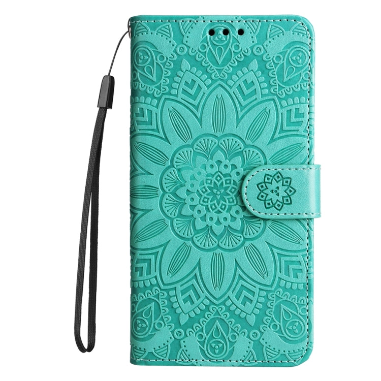 For iPhone 16 Pro Embossed Sunflower Leather Phone Case(Green) - iPhone 16 Pro Cases by buy2fix | Online Shopping UK | buy2fix