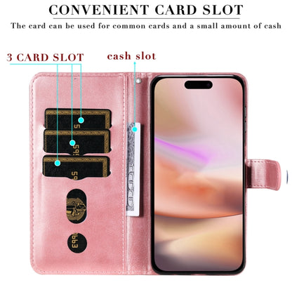 For iPhone 16 Plus Fashion Calf Texture Zipper Leather Phone Case(Rose Gold) - iPhone 16 Plus Cases by buy2fix | Online Shopping UK | buy2fix