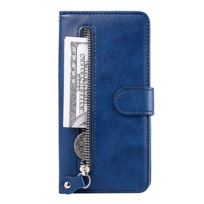 For iPhone 16 Fashion Calf Texture Zipper Leather Phone Case(Blue) - iPhone 16 Cases by buy2fix | Online Shopping UK | buy2fix