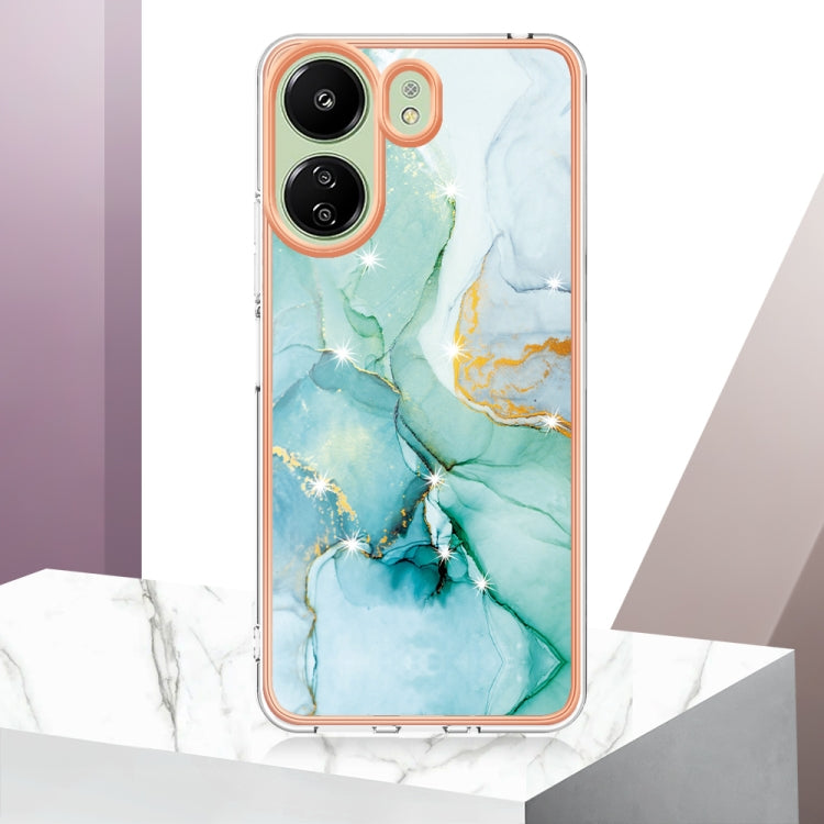 For Xiaomi Redmi 13C 4G Electroplating Marble Dual-side IMD Phone Case(Green 003) - 13C Cases by buy2fix | Online Shopping UK | buy2fix