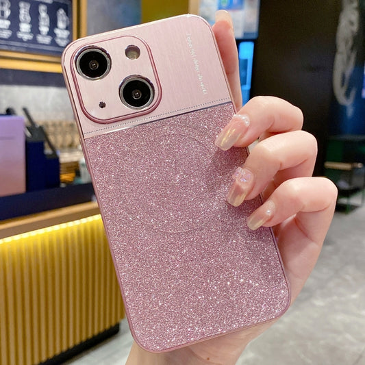 For iPhone 14 Magsafe Magnetic Metallic Glitter Powder Shockproof Phone Case(Pink) - iPhone 14 Cases by buy2fix | Online Shopping UK | buy2fix