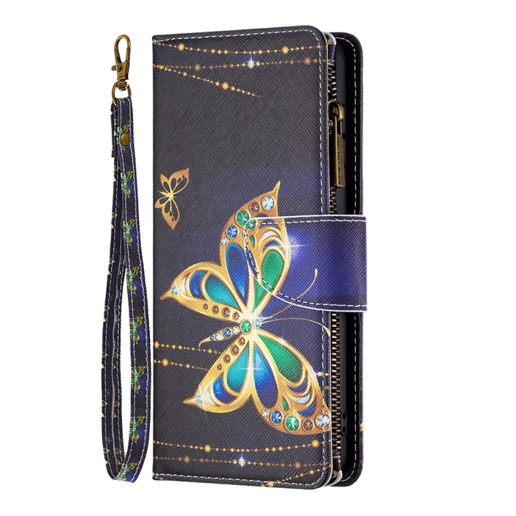 For iPhone 16 Plus Colored Drawing Pattern Zipper Phone Leather Case(Big Butterfly) - iPhone 16 Plus Cases by buy2fix | Online Shopping UK | buy2fix