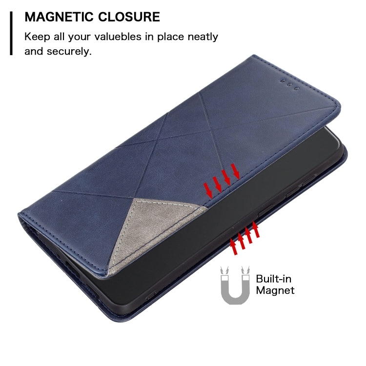 For iPhone 16 Pro Max Rhombus Texture Magnetic Leather Phone Case(Blue) - iPhone 16 Pro Max Cases by buy2fix | Online Shopping UK | buy2fix