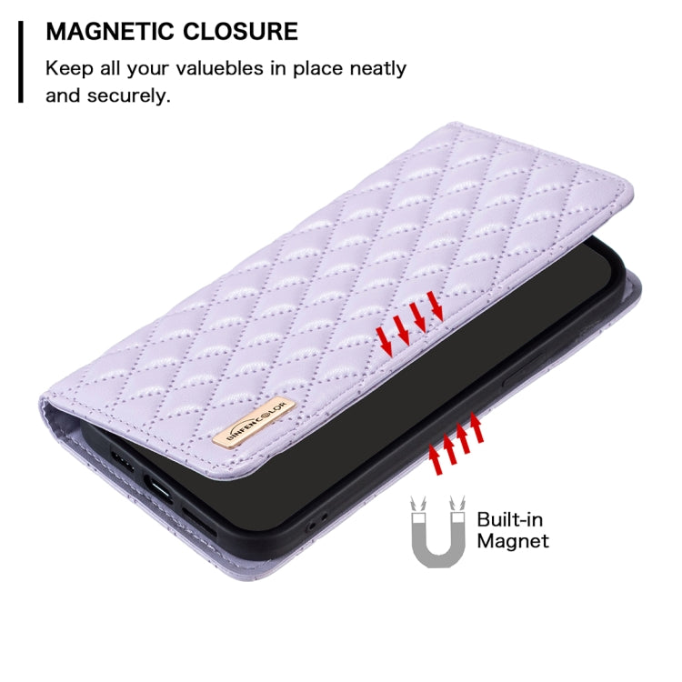 For iPhone 16 Pro Diamond Lattice Magnetic Leather Flip Phone Case(Purple) - iPhone 16 Pro Cases by buy2fix | Online Shopping UK | buy2fix