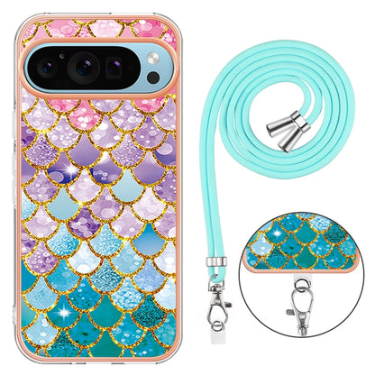 For Google Pixel 9 / 9 Pro Electroplating IMD TPU Phone Case with Lanyard(Colorful Scales) - Google Cases by buy2fix | Online Shopping UK | buy2fix