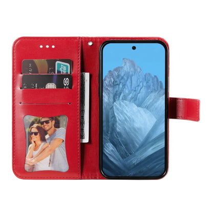 For Google Pixel 9 7-petal Flowers Embossing Leather Phone Case(Red) - Google Cases by buy2fix | Online Shopping UK | buy2fix