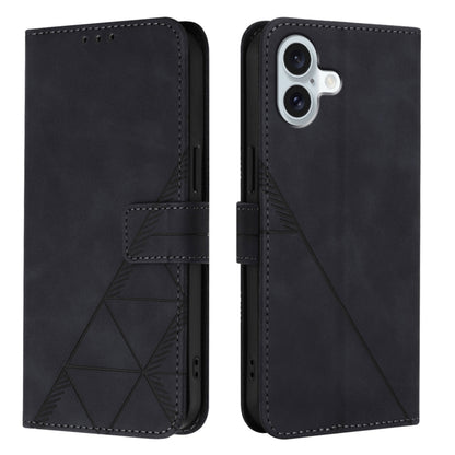 For iPhone 16 Plus Crossbody 3D Embossed Flip Leather Phone Case(Black) - iPhone 16 Plus Cases by buy2fix | Online Shopping UK | buy2fix