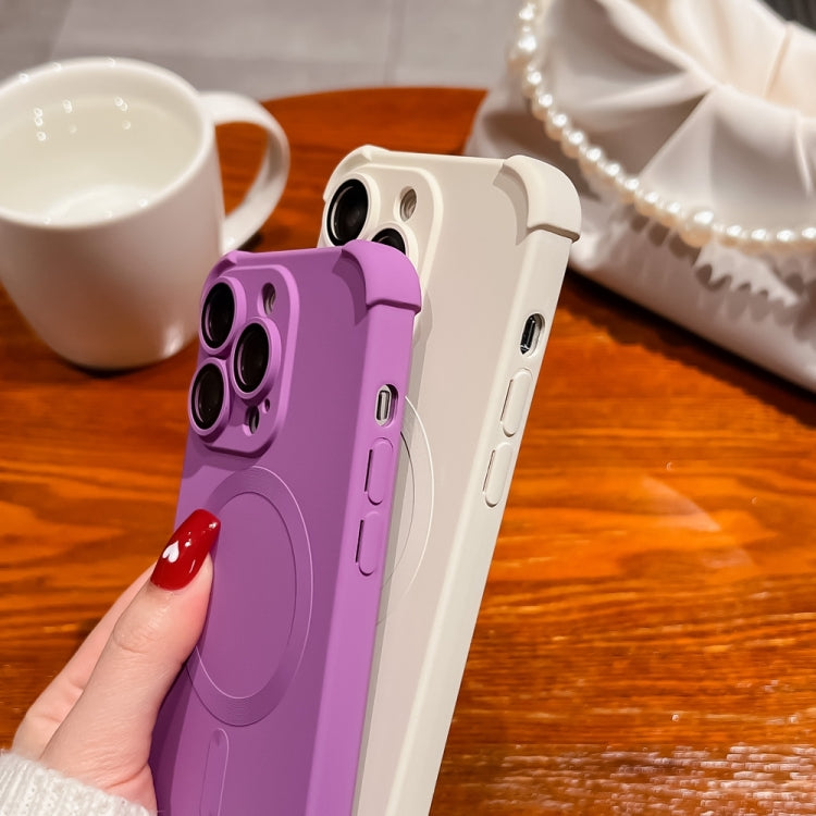 For iPhone 13 Four-corner Shockproof Skin Feel MagSafe Magnetic Phone Case(Purple) - iPhone 13 Cases by buy2fix | Online Shopping UK | buy2fix