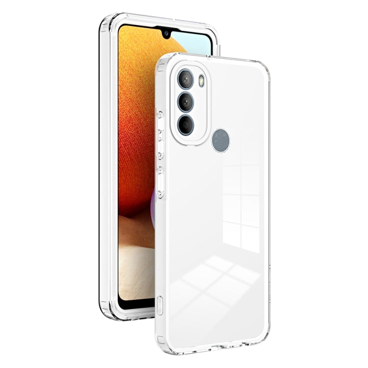 For Motorola Moto G31 Brazil Version 3 in 1 Clear TPU Color PC Frame Phone Case(White) - Motorola Cases by buy2fix | Online Shopping UK | buy2fix