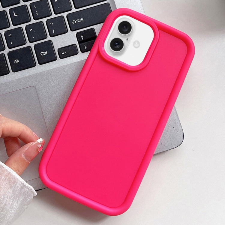 For iPhone 16 Plus Shockproof Frame Frosted TPU Phone Case(Rose Red) - iPhone 16 Plus Cases by buy2fix | Online Shopping UK | buy2fix